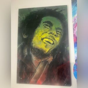 Large Wooden Bob Marley painting